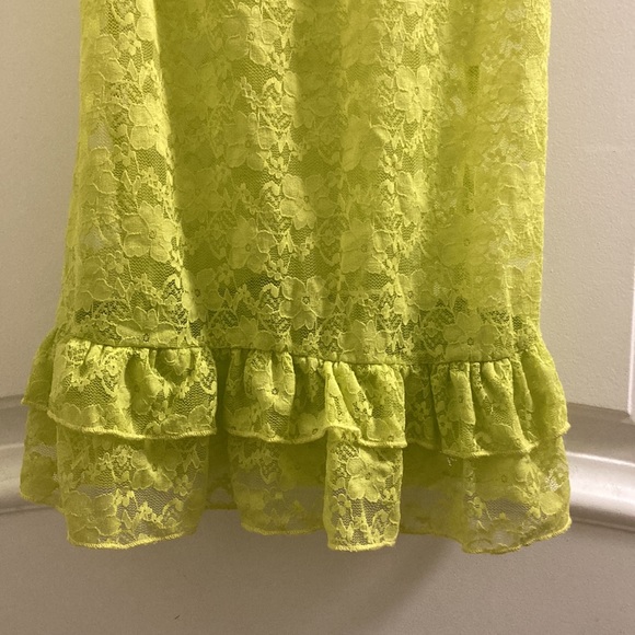 y2k babydoll lime green πΏ babydoll lace slip mini dress night gown with ruffles - Picture 2 of 4
